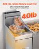 Commercial Deep Fryer Free Standing Natural Gas Fryer 3-Burner Dual Baskets