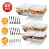 Set Of 42Pcs Disposable Chafing Dish Buffet Set Chafing Servers With Covers Spoons Forks Tongs Full-Size Pans Food Warmers For Parties Events Catering