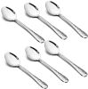 Hammered Teaspoons Set of 6,  Stainless Steel Modern Silverware Flatware Dessert Spoons for Home, Kitchen, Restaurant, Round Edge & Mirror Polished