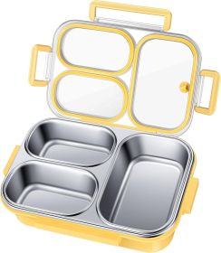 Stainless Steel Lunch Box for Kids & Adults - 25 oz - Leakproof 3 Compartment Metal Lunch Container - 18/8 Stainless Steel Bento Box - Ideal for Schoo