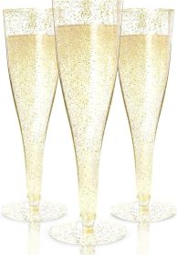 24 Plastic Champagne Flutes - Gold Champagne Flutes Plastic - Gold Disposable Mimosa Flute - Party Supplies - Disposable Cocktail Glasses - Mimosa Bar