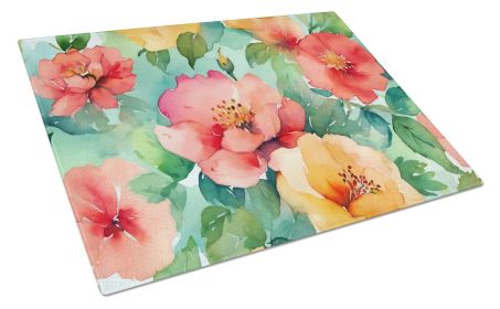 NEW Georgia Cherokee Rose in Watercolor Glass Cutting Board Decorative Tempered Glass Kitchen Cutting and Serving Board Large Size Chopping Board