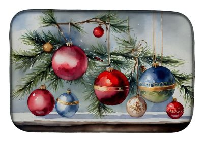 Christmas Ornaments Dish Drying Mat Absorbent Dish Drying Mat Pad for Kitchen Counter Dish Drainer Mat for Countertop, 14 x 21", Multicolor