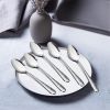 Hammered Teaspoons Set of 6,  Stainless Steel Modern Silverware Flatware Dessert Spoons for Home, Kitchen, Restaurant, Round Edge & Mirror Polished