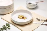 KooK Pasta Bowl, Bowl Plate, Low Bowl, Plate Bowls, Ceramic Large Shallow Bowls, Microwave and Dishwasher Safe, Great for Soups and Salads