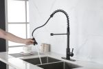 Spring kitchen faucet with pull-out sprayer, stainless steel single handle single hole kitchen sink faucet