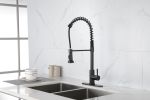 Spring kitchen faucet with pull-out sprayer, stainless steel single handle single hole kitchen sink faucet