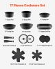 17 Piece Pots and Pans Set Granite Nonstick Kitchen Cookware Induction Black