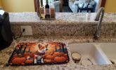 Red Basenji Fall Dish Drying Mat Absorbent Dish Drying Mat Pad for Kitchen Counter Dish Drainer Mat for Countertop, 14 x 21", Multicolor