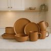 12-Piece Stoneware Dinnerware Sets with Mugs | Microwave & Dishwasher Safe | Non-Toxic Dinner Plates Bowls Set | Stackable Matte Glaze Kitchenware for