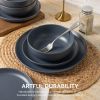 12-Piece Stoneware Dinnerware Sets with Mugs | Microwave & Dishwasher Safe | Non-Toxic Dinner Plates Bowls Set | Stackable Matte Glaze Kitchenware for