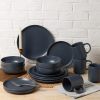 12-Piece Stoneware Dinnerware Sets with Mugs | Microwave & Dishwasher Safe | Non-Toxic Dinner Plates Bowls Set | Stackable Matte Glaze Kitchenware for