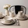 12-Piece Stoneware Dinnerware Sets with Mugs | Microwave & Dishwasher Safe | Non-Toxic Dinner Plates Bowls Set | Stackable Matte Glaze Kitchenware for