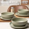 12-Piece Stoneware Dinnerware Sets with Mugs | Microwave & Dishwasher Safe | Non-Toxic Dinner Plates Bowls Set | Stackable Matte Glaze Kitchenware for