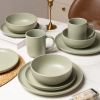 12-Piece Stoneware Dinnerware Sets with Mugs | Microwave & Dishwasher Safe | Non-Toxic Dinner Plates Bowls Set | Stackable Matte Glaze Kitchenware for