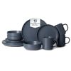 12-Piece Stoneware Dinnerware Sets with Mugs | Microwave & Dishwasher Safe | Non-Toxic Dinner Plates Bowls Set | Stackable Matte Glaze Kitchenware for