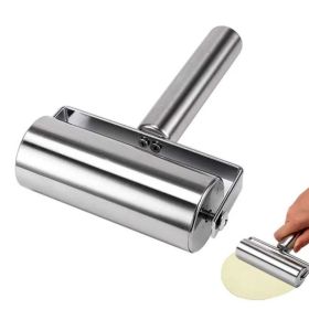 1pc, Baker Roller, 360 Degree Rolling Baker Roller, Stainless Steel Roller For Baking, Creative Stainless Steel Dough Roller, Non-stick Pastry Roller (Color: Silver- L)