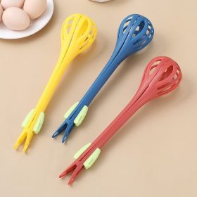 1pc; Multifunctional 3-in-1 Egg Whisk Food Holder Noodle Holder Baking Tool Egg Stirrer Manual Whisk 1 Pack 11.02''×2.76'' (Color: Blue)