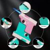 Windproof Adjustable Flame Lighter - Portable Liquid Gas Filling Igniter, Zinc Alloy Shell, Light Green And Pink Handle, Suitable For Camping, Barbecu