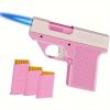 Windproof Adjustable Flame Lighter - Portable Liquid Gas Filling Igniter, Zinc Alloy Shell, Light Green And Pink Handle, Suitable For Camping, Barbecu