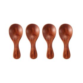 4Pcs Mini Wooden Spoons; Small Spice Condiment Spoon; Sugar Tea Coffee Scoop; Short Handle Wood Spoon; Jam Mustard Ice Cream Wood Spoons; Kitchen (Color: Brown Color)