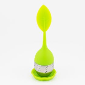 1pc/7pcs Tea Infuser Silicone Handle Stainless Steel Strainer Drip Tray Included - Loose Tea Steeper - Best Tea Infuser For Loose Leaf Or Herbal (Color: 1 Pack Green)