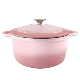 Dutch Oven,Dutch Oven Pot with Lid,3 QT Enamel Dutch Ovens with Dual Handles,Cast Iron Pot for Braiser,Cooking,Gifts for Family (Color: Pink)