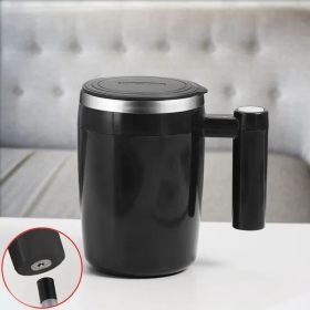 Fully Automatic Stirring Cup 380ml; Portable Rechargeable Coffee Milk Mixed Magnetic Water Cup; Small Kitchen Appliances (Color: Black)