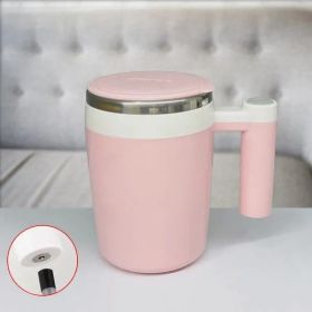 Fully Automatic Stirring Cup 380ml; Portable Rechargeable Coffee Milk Mixed Magnetic Water Cup; Small Kitchen Appliances (Color: Pink)