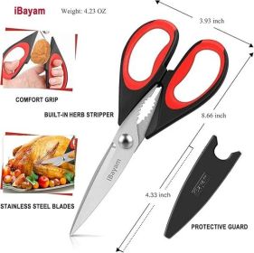 Kitchen Scissors All Purpose Heavy Duty Kitchen  Set Stainless Steel (Color: Red)