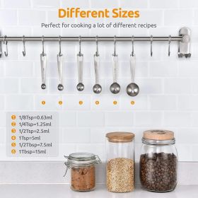 Measuring Spoons: U-Taste 18/8 Stainless Steel Measuring Spoons Set of 9 Piece: 1/16 tsp;  1/8 tsp;  1/4 tsp;  1/3 tsp;  1/2 tsp;  3/4 tsp;  1 tsp;  1 (Quantity: 6 Pieces)
