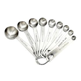 Measuring Spoons: U-Taste 18/8 Stainless Steel Measuring Spoons Set of 9 Piece: 1/16 tsp;  1/8 tsp;  1/4 tsp;  1/3 tsp;  1/2 tsp;  3/4 tsp;  1 tsp;  1 (Quantity: 9 Pieces)