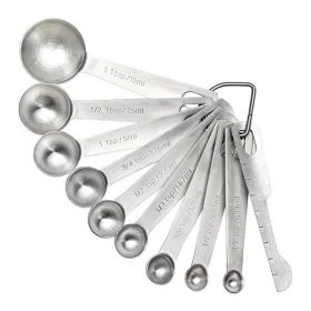 Measuring Spoons: U-Taste 18/8 Stainless Steel Measuring Spoons Set of 9 Piece: 1/16 tsp;  1/8 tsp;  1/4 tsp;  1/3 tsp;  1/2 tsp;  3/4 tsp;  1 tsp;  1 (Quantity: 10 Pieces)