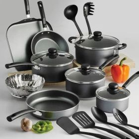 Primaware 18 Piece Non-stick Cookware Set, Steel Gray (Color: gray)