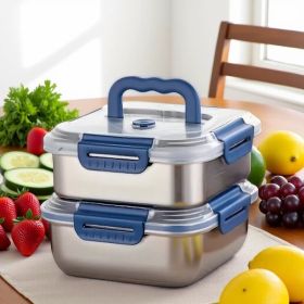 Yakimoto 2/4/6/8/10 PCS Extra-Large Stainless Steel Food Storage Containers With Blue Lids - Deep Design, Airtight Seal (Quantity: 2Pcs)