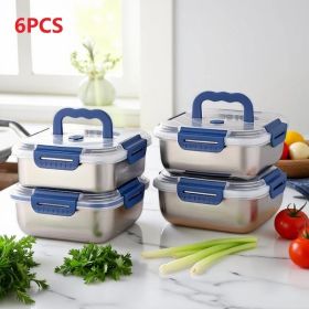 Yakimoto 2/4/6/8/10 PCS Extra-Large Stainless Steel Food Storage Containers With Blue Lids - Deep Design, Airtight Seal (Quantity: 6 Pieces)