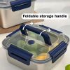 Yakimoto 2/4/6/8/10 PCS Extra-Large Stainless Steel Food Storage Containers With Blue Lids - Deep Design, Airtight Seal